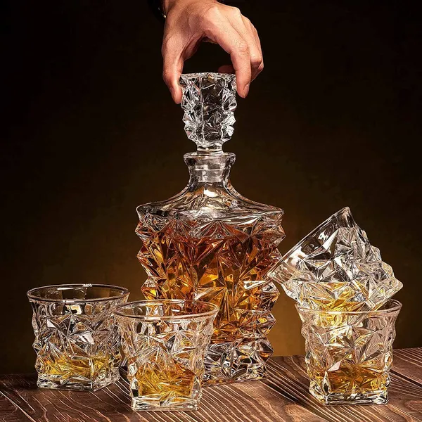 Style_Crystal_Clear_Glass_Decanter_Storage_Container_For_Liquor_Whisky_Vodka_Scotch_Wine_Rum_Brandy_Champagne_Tequila_Beer_Juice_1000ml_Square_Decanter_With_6_Glass_250ml