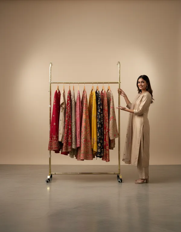 Mild_Steel_Golden_Fountain-Style_Garment_Display_Rack