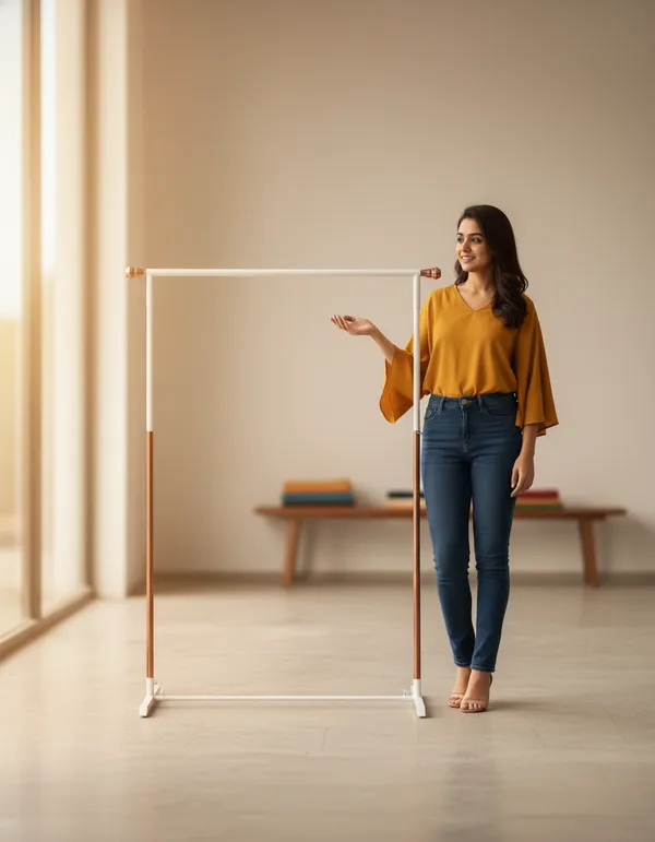 Mild_Steel_Golden_Extended_H-Shape_Garment_Display_Rack