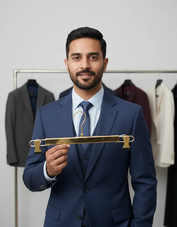 Mild_Steel_Golden_Dual_Clip_Hanger_For_Garment_Display