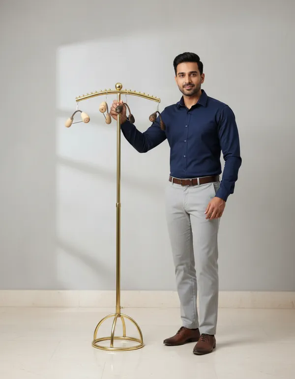 Mild_Steel_Golden_T-Shape_Garment_Display_Rack