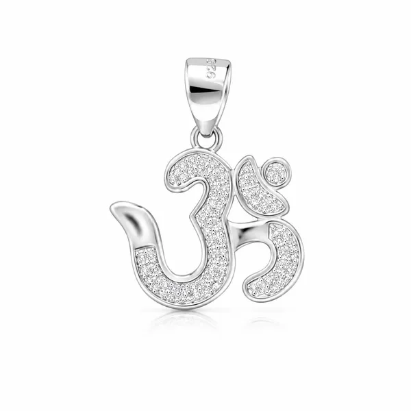 925_Sterling_Silver_Diamond_Om_Pendant_|_Hindu_Religious_Jewelry_|_Spiritual_Gift_for_Men_&_Women_|_Temple_Tales