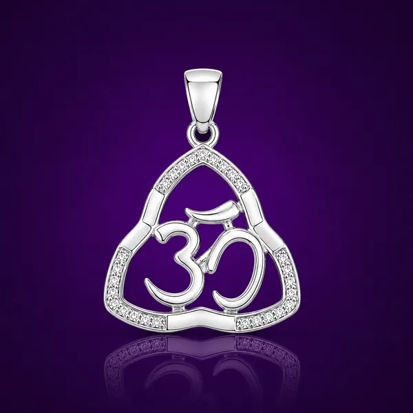 925_Sterling_Silver_Diamond_Triangle_Om_Pendant_|_Hindu_Religious_Jewelry_|_Spiritual_Gift_for_Men_&_Women_|_Temple_Tales