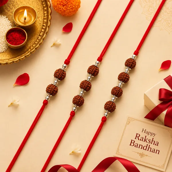 Temple_Tales_Shiv-Shakti_Chaturbhuj_Kavach_(Set_of_3)_925_Sterling_Silver_Rudraksha_Rakhi_Combo_Set_for_Raksha_Bandhan