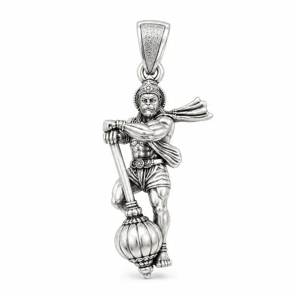 925_Sterling_Silver_Standing_Hanumanji_Pendant_with_Gada_|_Bajrangbali_Religious_Jewelry_|_Spiritual_Gift_for_Men_&_Women_|_Temple_Tales