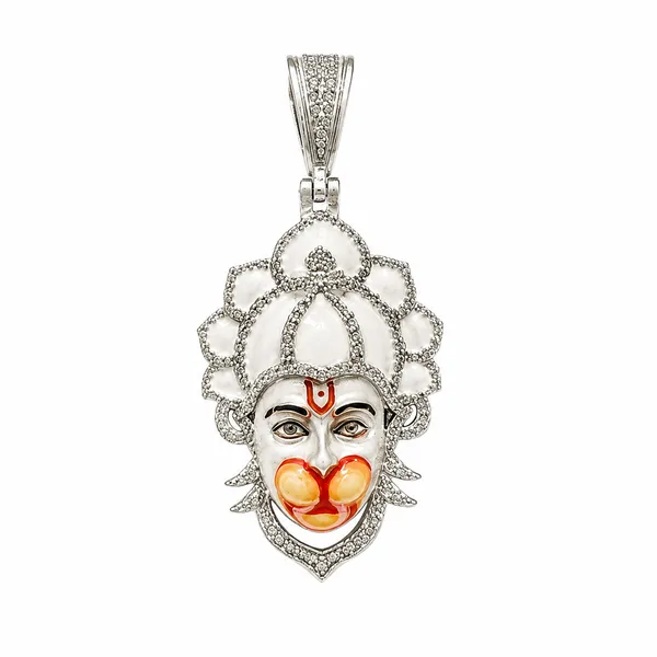 925_Sterling_Silver_Hanumanji_Face_Pendant_with_Diamonds_&_Meena_Work_|_Bajrangbali_Religious_Jewelry_|_Spiritual_Gift_for_Men_&_Women_|_Temple_Tales