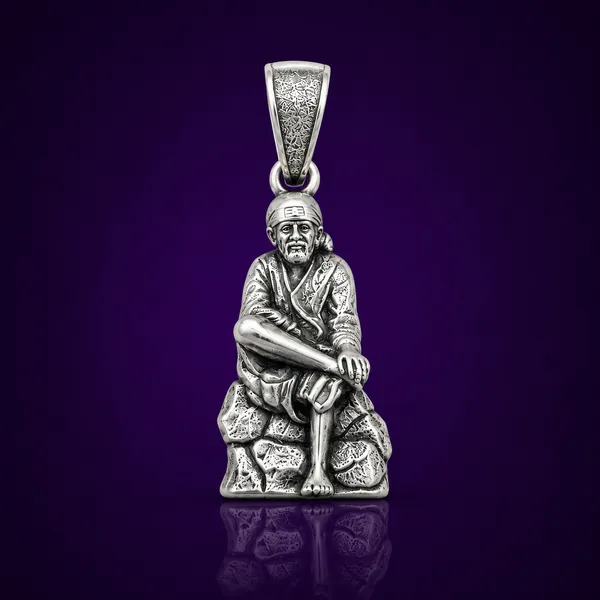 925_Sterling_Silver_Seated_Sai_Baba_Pendant_|_Sai_Devotional_Jewelry_|_Spiritual_Gift_for_Men_&_Women_|_Temple_Tales