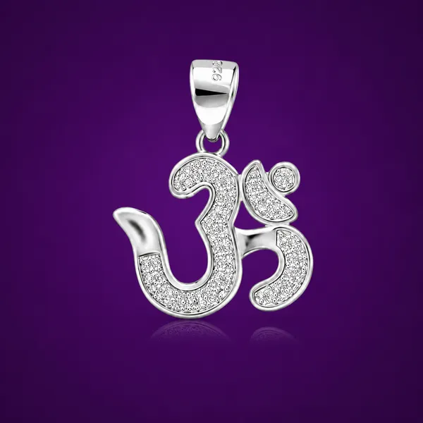 925_Sterling_Silver_Diamond_Om_Pendant_|_Hindu_Religious_Jewelry_|_Spiritual_Gift_for_Men_&_Women_|_Temple_Tales