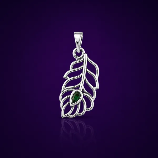 925_Sterling_Silver_Designer_Peacock_Feather_Pendant_|_Krishna_Religious_Jewelry_|_Spiritual_Gift_for_Men_&_Women_|_Temple_Tales