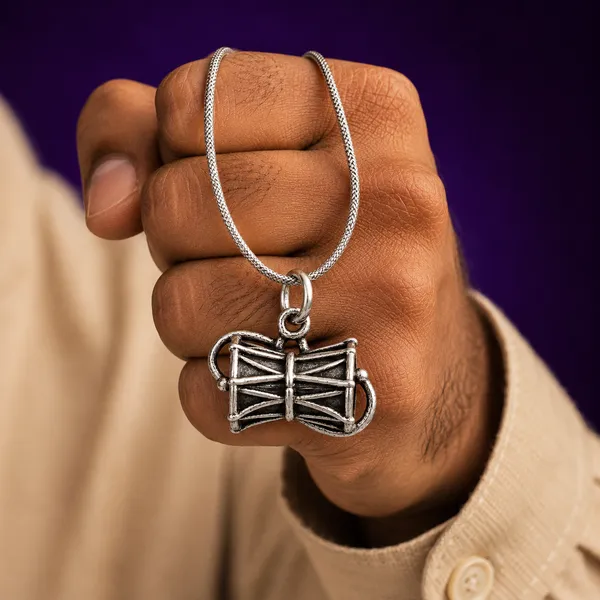 925_Sterling_Silver_Sacred_Damru_Pendant_|_Mahadev_Spiritual_Jewelry_|_Temple_Tales