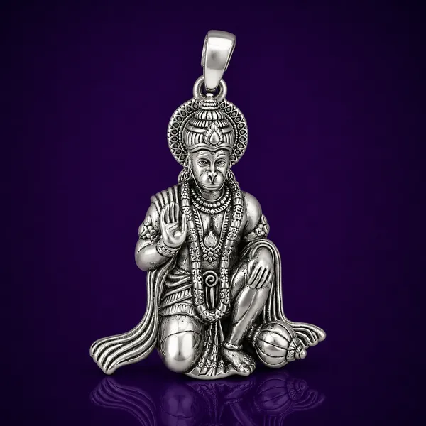 925_Sterling_Silver_Baithak_Hanumanji_Pendant_|_Bajrangbali_Religious_Jewelry_|_Spiritual_Gift_for_Men_&_Women_|_Temple_Tales