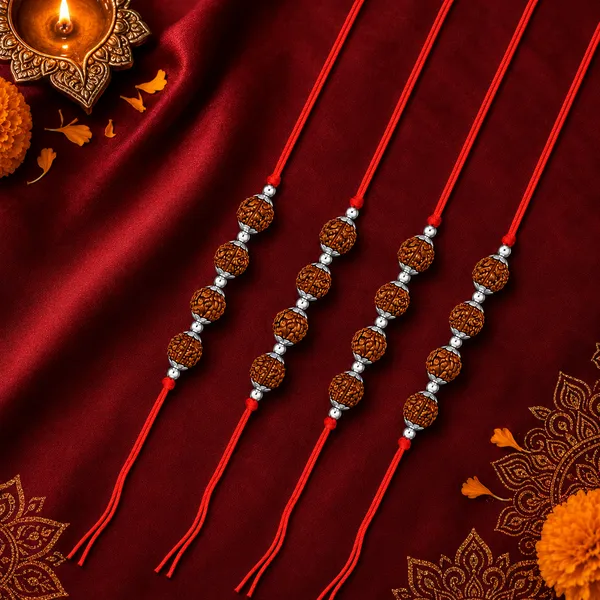 Chaturbhuj_Kavach_–_4_Rudraksh_Beads_(Pack_of_4)_925_Sterling_Silver_Rakhi_for_Brother_|_Raksha_Bandhan_Gift_|_Temple_Tales