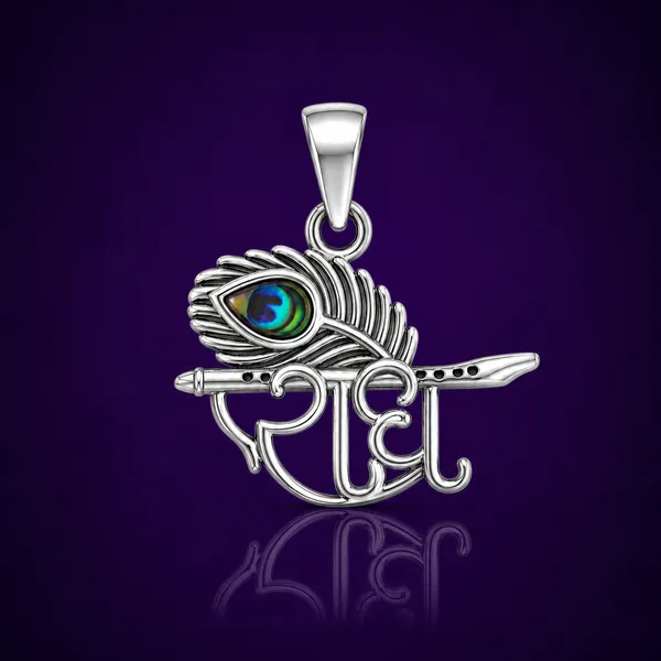925_Sterling_Silver_Radhe_Krishna_Flute_&_Peacock_Feather_Pendant_|_Krishna_Religious_Jewelry_|_Spiritual_Gift_for_Men_&_Women_|_Temple_Tales