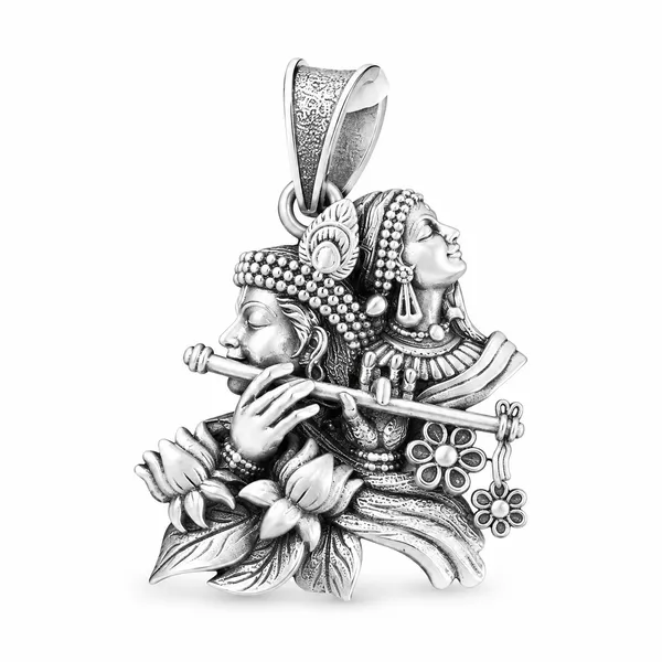 925_Sterling_Silver_Radha_Krishna_Lotus_Pendant_|_Krishna_Religious_Jewelry_|_Spiritual_Gift_for_Men_&_Women_|_Temple_Tales