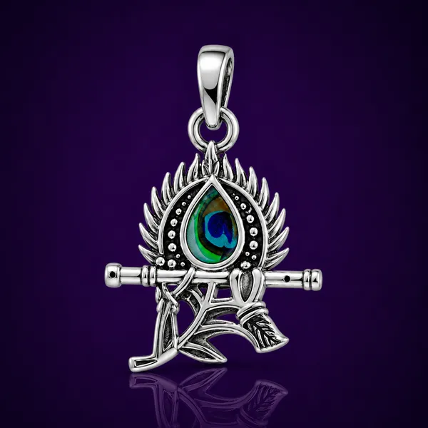 925_Sterling_Silver_Krishna_Hand_Flute_Pendant_|_Krishna_Religious_Jewelry_|_Spiritual_Gift_for_Men_&_Women_|_Temple_Tales
