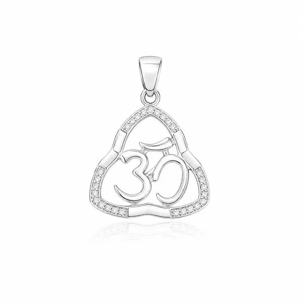 925_Sterling_Silver_Diamond_Triangle_Om_Pendant_|_Hindu_Religious_Jewelry_|_Spiritual_Gift_for_Men_&_Women_|_Temple_Tales