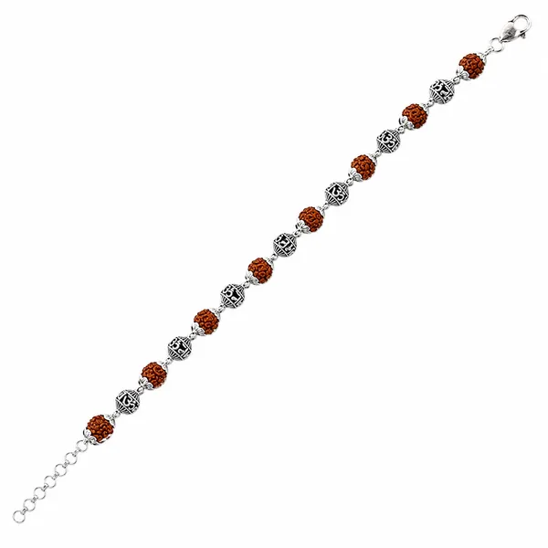 Pinakin_Om_Rudraksh_Bracelet_with_Square_Silver_Beads_|_Temple_Tales