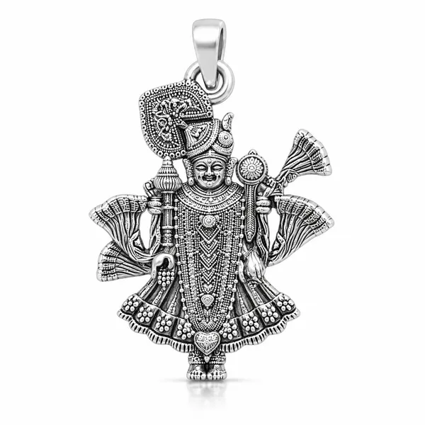 925_Sterling_Silver_Standing_Dwarkadhish_Pendant_with_Mukut_|_Krishna_Religious_Jewelry_|_Spiritual_Gift_for_Men_&_Women_|_Temple_Tales