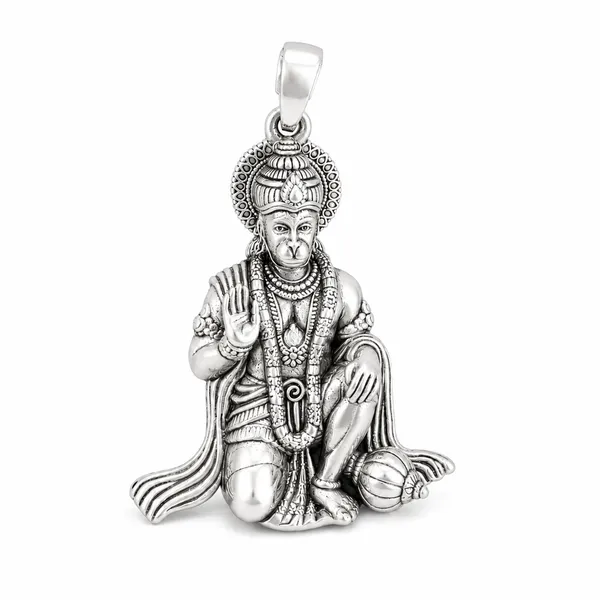 925_Sterling_Silver_Baithak_Hanumanji_Pendant_|_Bajrangbali_Religious_Jewelry_|_Spiritual_Gift_for_Men_&_Women_|_Temple_Tales