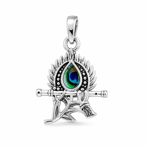 925_Sterling_Silver_Krishna_Hand_Flute_Pendant_|_Krishna_Religious_Jewelry_|_Spiritual_Gift_for_Men_&_Women_|_Temple_Tales