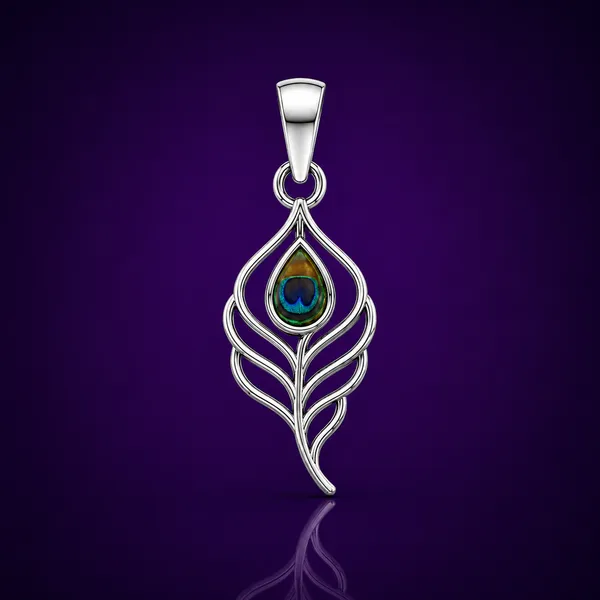 925_Sterling_Silver_Peacock_Feather_Pendant_|_Krishna_Religious_Jewelry_|_Spiritual_Gift_for_Men_&_Women_|_Temple_Tales