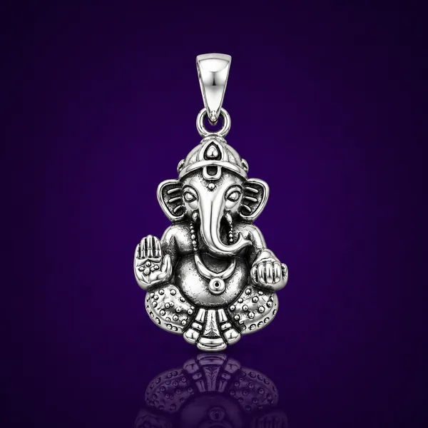 925_Sterling_Silver_Meditating_Ganeshji_Pendant_with_Hook_|_Ganpati_Bappa_Religious_Jewelry_|_Spiritual_Gift_for_Men_&_Women_|_Temple_Tales