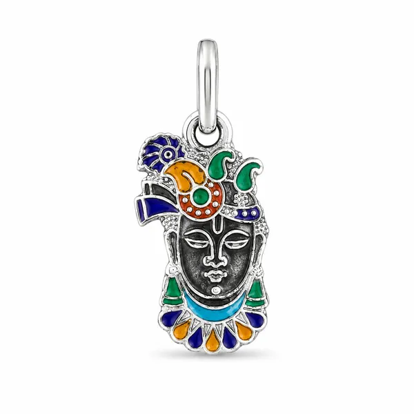 925_Sterling_Silver_Shreenathji_Face_Pendant_with_Meena_Work_|_Krishna_Religious_Jewelry_|_Spiritual_Gift_for_Men_&_Women_|_Temple_Tales