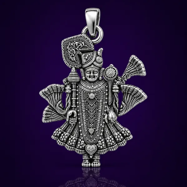 925_Sterling_Silver_Standing_Dwarkadhish_Pendant_with_Mukut_|_Krishna_Religious_Jewelry_|_Spiritual_Gift_for_Men_&_Women_|_Temple_Tales