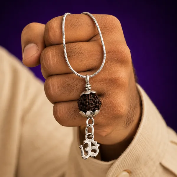 925_Sterling_Silver_Aum_Black_Rudraksh_Pendant_|_Mahadev_Spiritual_Jewelry_|_Temple_Tales