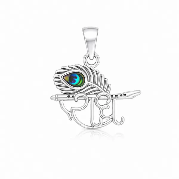 925_Sterling_Silver_Radhe_Krishna_Flute_&_Peacock_Feather_Pendant_|_Krishna_Religious_Jewelry_|_Spiritual_Gift_for_Men_&_Women_|_Temple_Tales