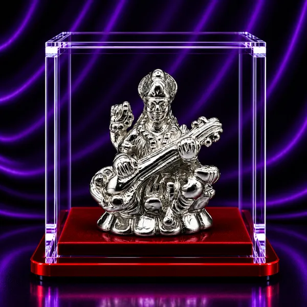 Temple_Tales_Pure_925_Sterling_Silver_Sharda_Maa_Idol_2g_|_Goddess_Saraswati_Murti_for_Wisdom,_Music,_Study_Table_&_School_Gifting
