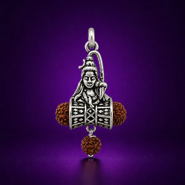 925_Sterling_Silver_Shivmukh_Damru_Rudraksh_Pendant_|_Mahadev_Spiritual_Jewelry_|_Temple_Tales
