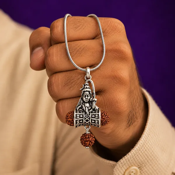 925_Sterling_Silver_Shivmukh_Damru_Rudraksh_Pendant_|_Mahadev_Spiritual_Jewelry_|_Temple_Tales