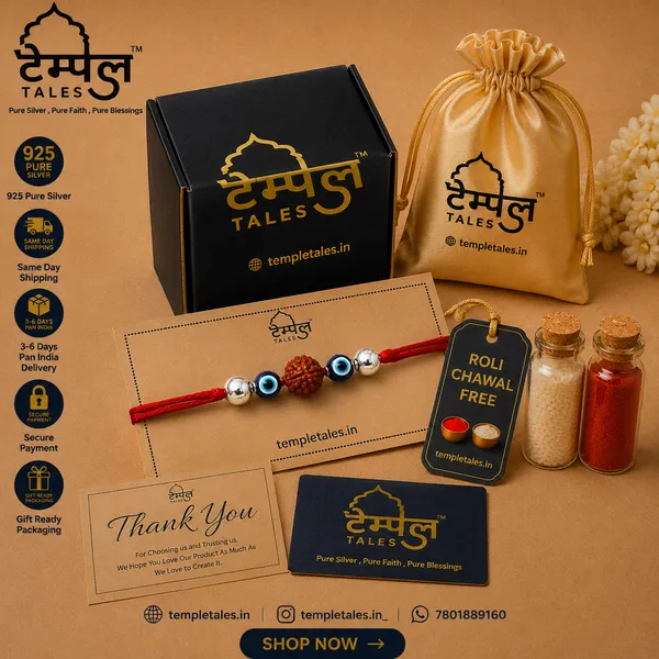 Temple_Tales_Shubh_Drishti_Silver_Rudraksha_Rakhi_for_Raksha_Bandhan
