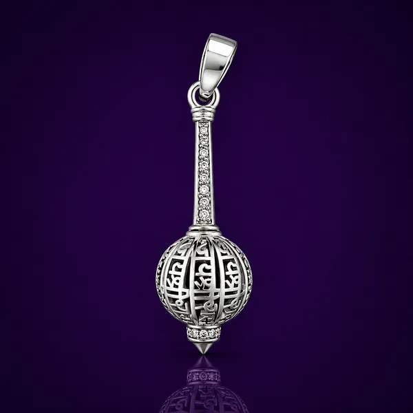 925_Sterling_Silver_Hanuman_Gada_Pendant_with_Front_Diamond_Work_|_Bajrangbali_Religious_Jewelry_|_Spiritual_Gift_for_Men_&_Women_|_Temple_Tales