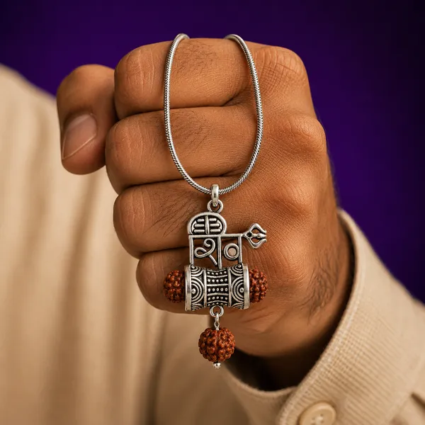 925_Sterling_Silver_Shiv_Damru_Rudraksh_Pendant_|_Mahadev_Spiritual_Jewelry_|_Temple_Tales