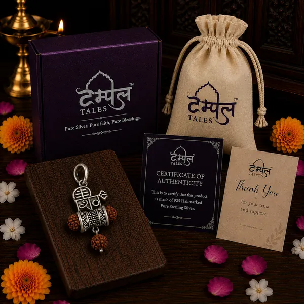 925_Sterling_Silver_Shiv_Damru_Rudraksh_Pendant_|_Mahadev_Spiritual_Jewelry_|_Temple_Tales