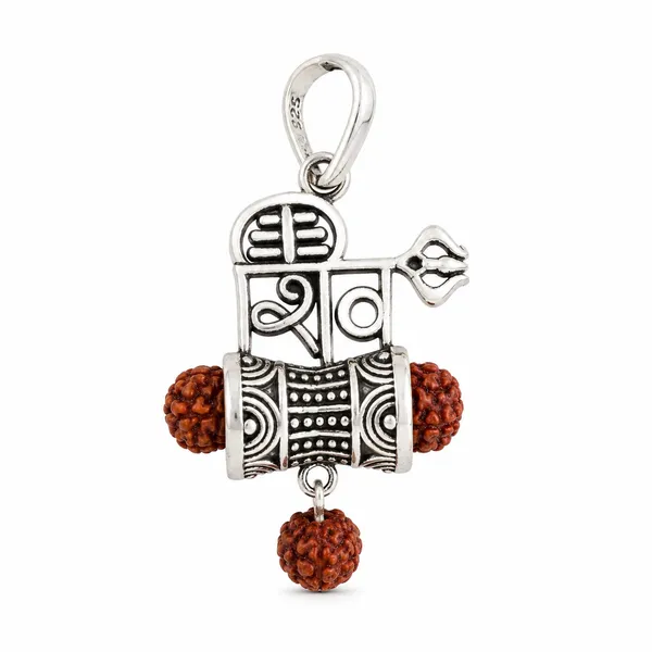 925_Sterling_Silver_Shiv_Damru_Rudraksh_Pendant_|_Mahadev_Spiritual_Jewelry_|_Temple_Tales