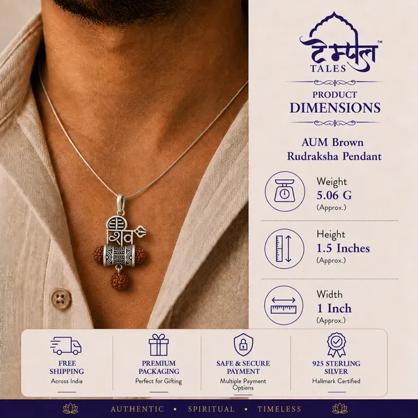 925_Sterling_Silver_Shiv_Damru_Rudraksh_Pendant_|_Mahadev_Spiritual_Jewelry_|_Temple_Tales