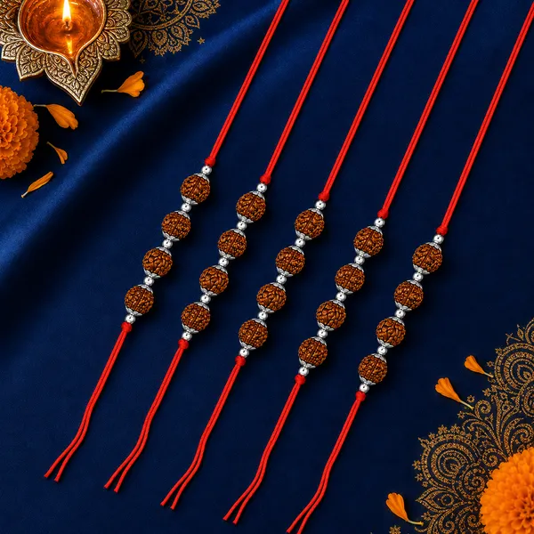 Chaturbhuj_Kavach_–_4_Rudraksh_Beads_(Pack_of_5)_925_Sterling_Silver_Rakhi_for_Brother_|_Raksha_Bandhan_Gift_|_Temple_Tales