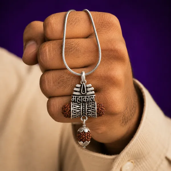 925_Sterling_Silver_Mahakaal_Damru_Rudraksh_Pendant_|_Mahadev_Spiritual_Jewelry_|_Temple_Tales