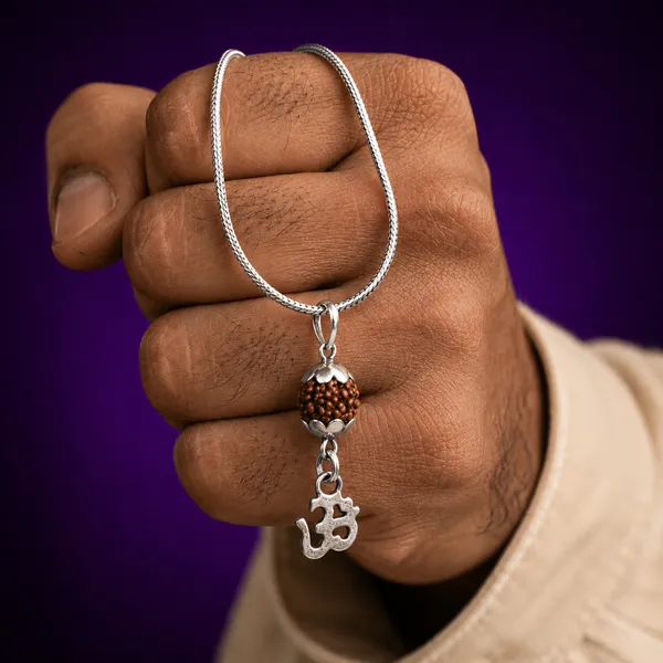 925_Sterling_Silver_Aum_Brown_Rudraksh_Pendant_|_Mahadev_Spiritual_Jewelry_|_Temple_Tales