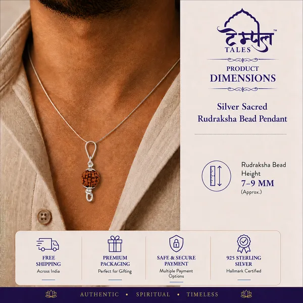 925_Sterling_Silver_Sacred_Rudraksh_Bead_|_Spiritual_Pendant_|_Temple_Tales