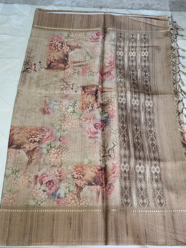 Beige_Kota_Floral_Print_Tassel_Saree_For_Women