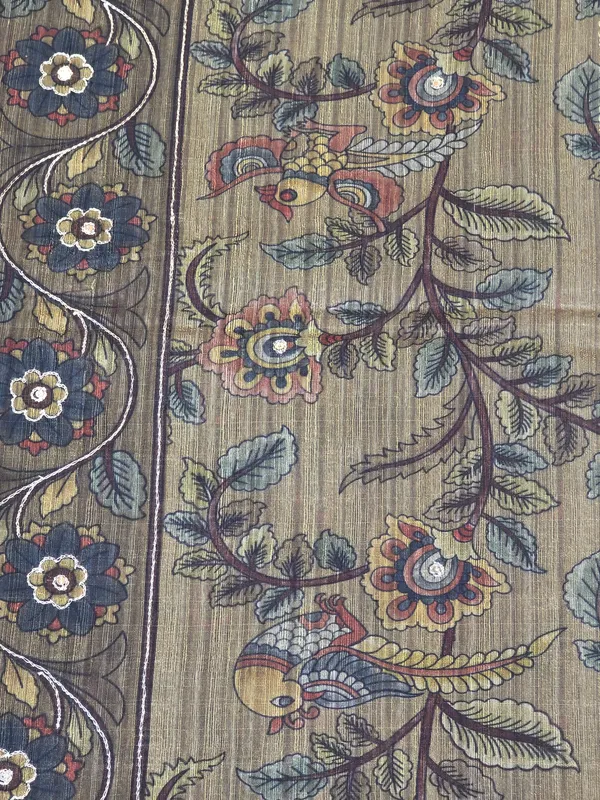 Black_Tusser_Kalamkari_Hand-Painted_Peacock_Saree_For_Women