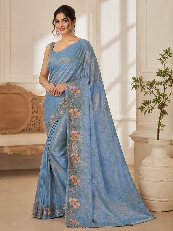 Light_Blue_Tissue_Floral_Embroidered_Saree_For_Women