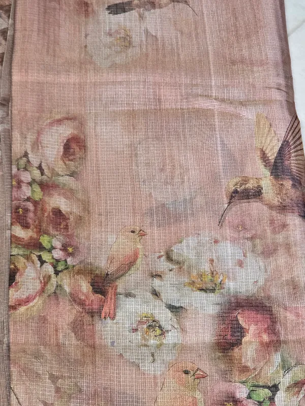 Peach_Pink_Kota_Floral_Print_Tassel_Saree_For_Women