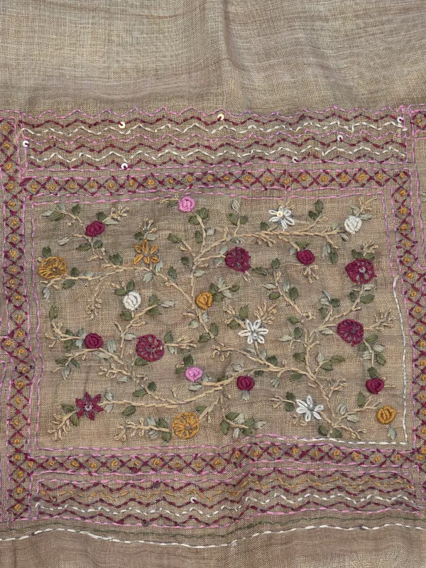 Beige_Tissue_Linen_Floral_Embroidered_Saree_For_Women