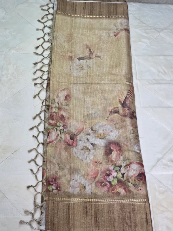 Beige_Kota_Floral_Print_Tassel_Saree_For_Women