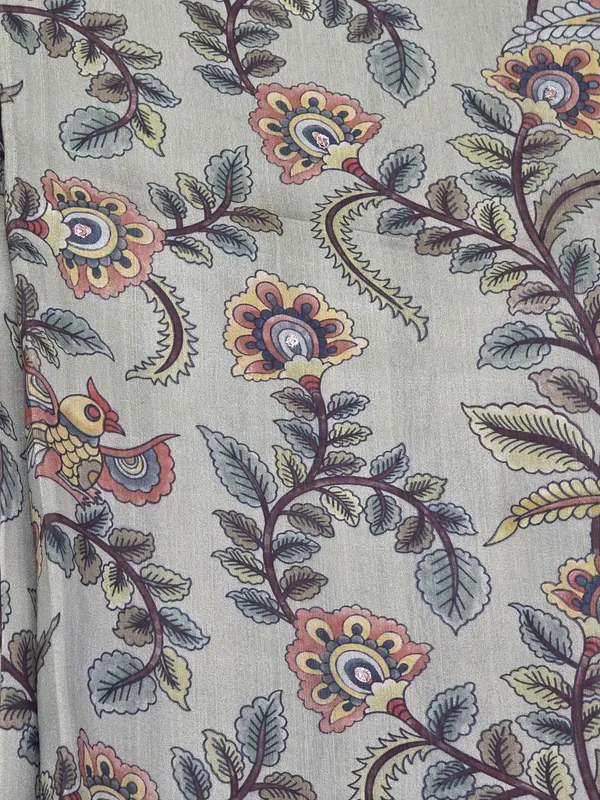 Olive_Green_Tusser_Kalamkari_Paisley_Print_Saree_For_Women